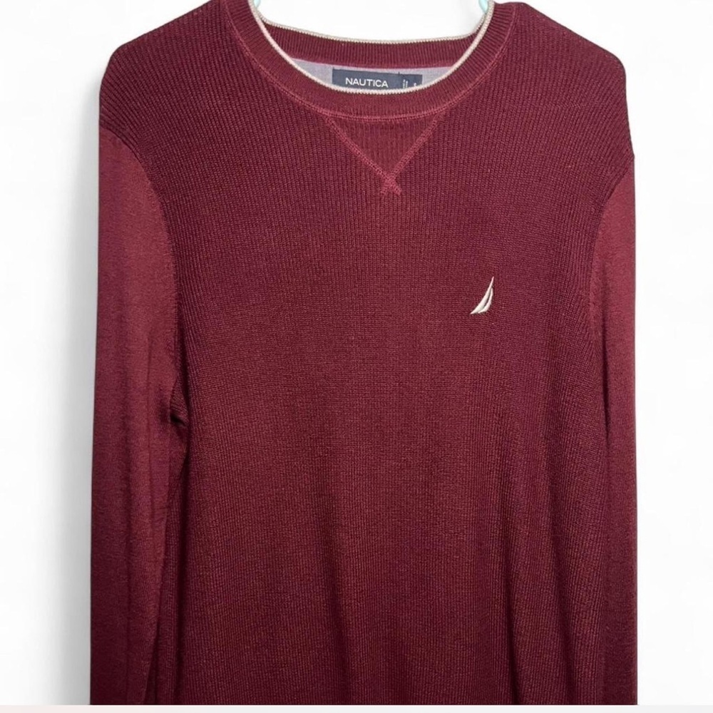 Nautica Navtech Burgundy Knit Sweater Size Small